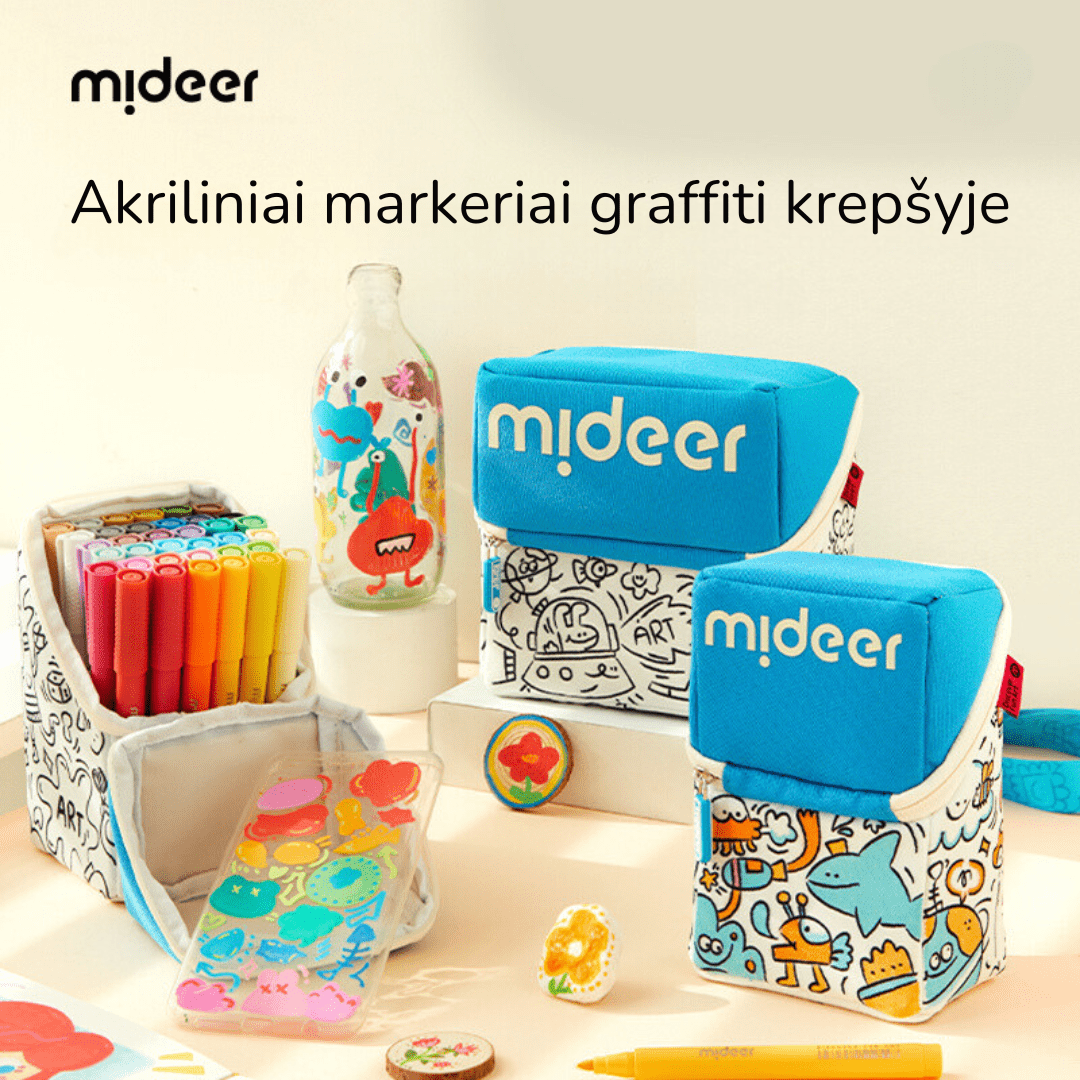 Villem Akriliniai markeriai su minkštu antgaliu spalvinimo dėkle - 36 spalvos Mideer